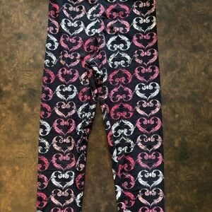 LuLaRoe Kids Leggings with Pink and White Heart Pattern